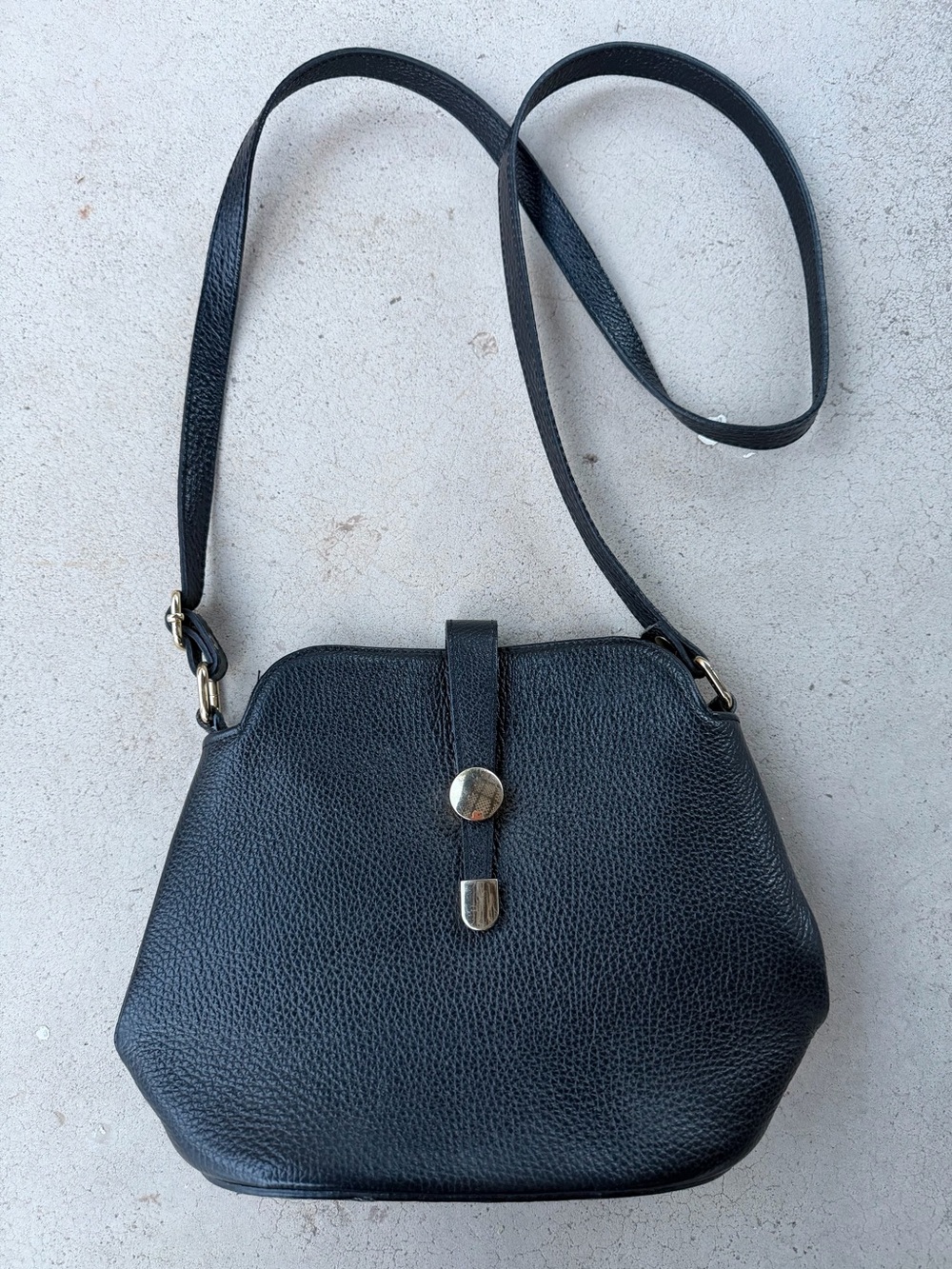 Vintage Neiman Marcus Black Pebbled Leather Crossbody Bag